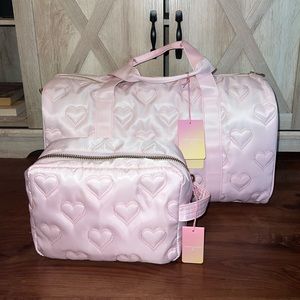 NWT Stoney Clover Lane X Target Quilted Hearts Large Pouch and Duffle bundle